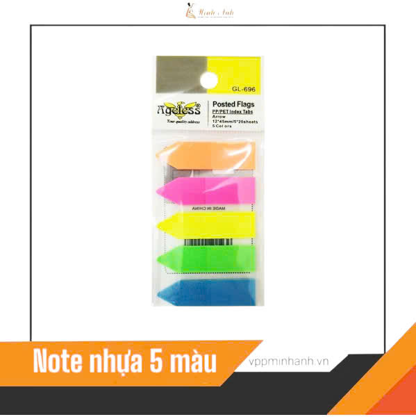 Giấy Note 5 màu nhựa Ageless